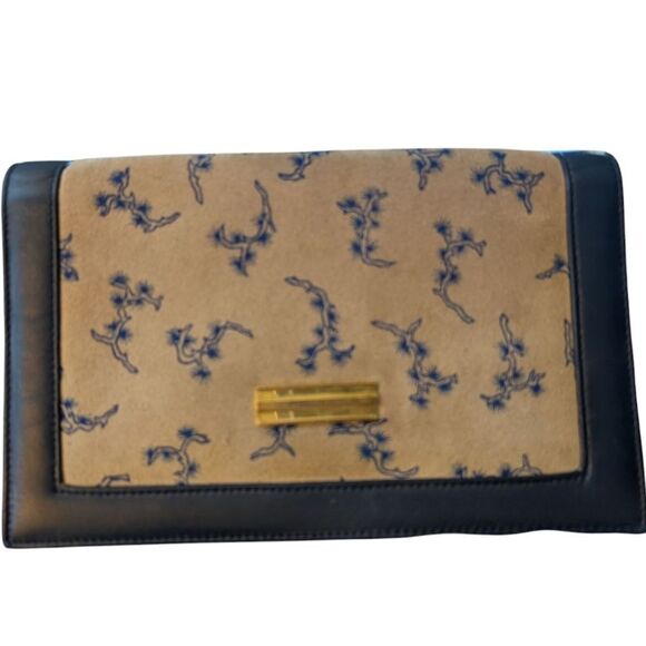 Chic Painted Suede Vintage 70s Color Block Leather Shoulder Bag Clutch gold tone - Picture 4 of 10